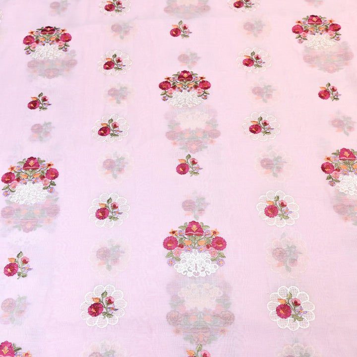 Mul Chanderi Thread Work Embroidery – Designer Summer Fabric GP4010-7