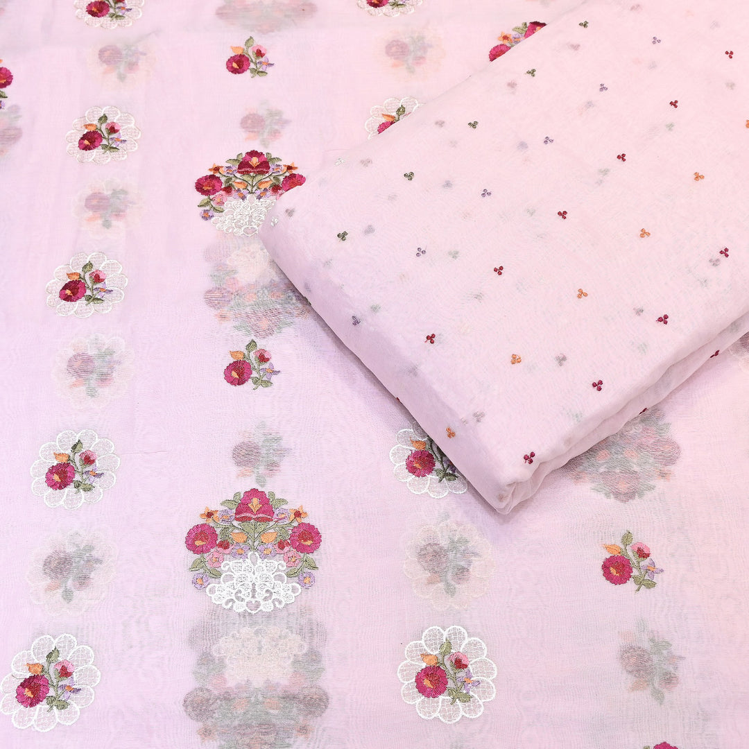 Mul Chanderi Thread Work Embroidery – Designer Summer Fabric GP4010-7