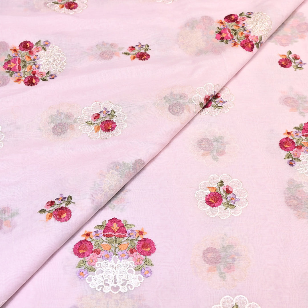 Mul Chanderi Thread Work Embroidery – Designer Summer Fabric GP4010-7