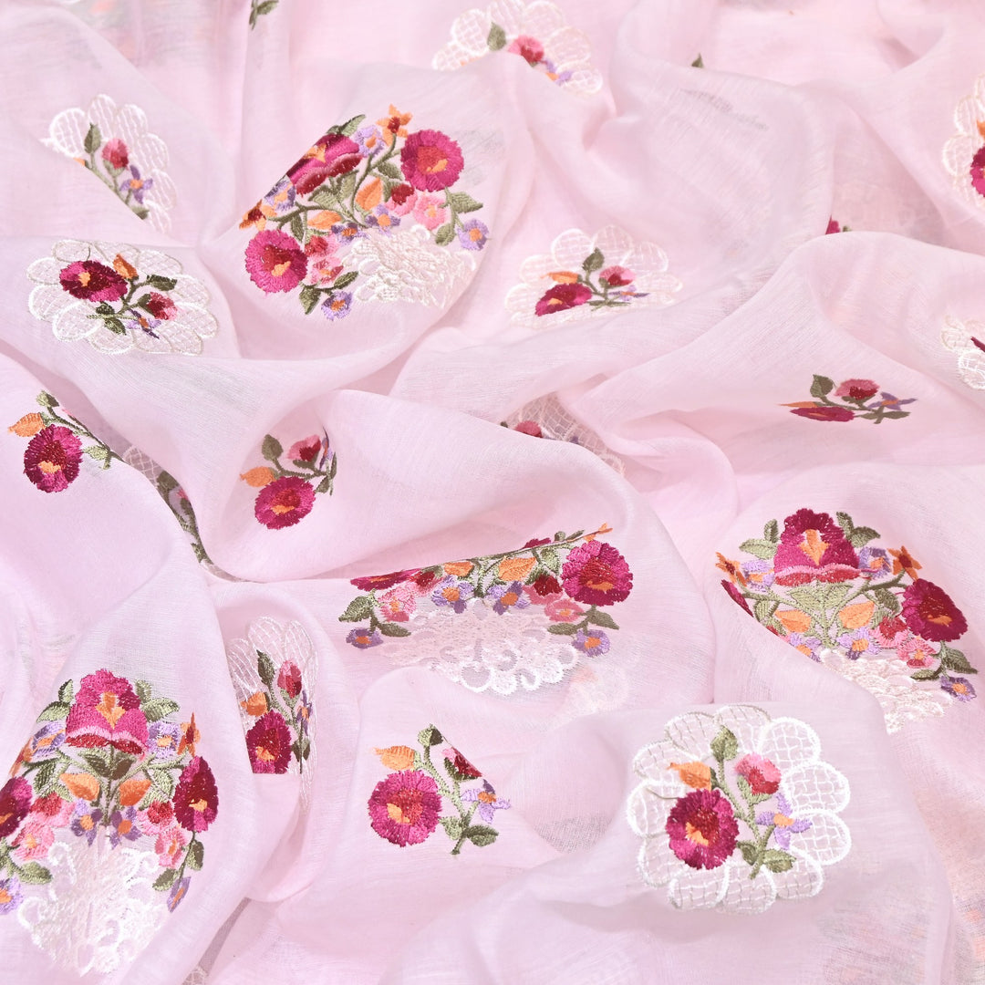 Mul Chanderi Thread Work Embroidery – Designer Summer Fabric GP4010-7