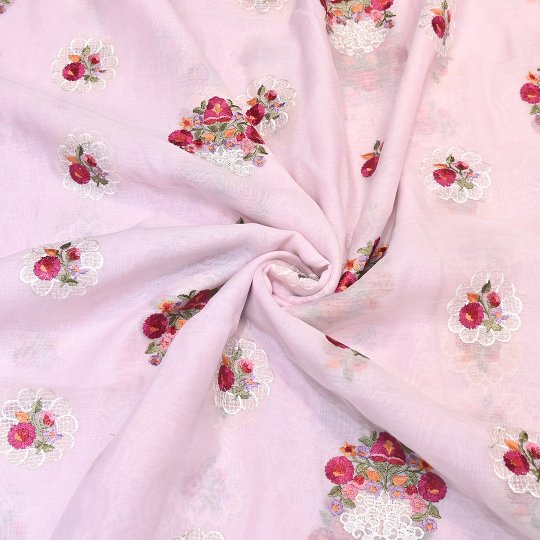 Mul Chanderi Thread Work Embroidery – Designer Summer Fabric GP4010-7