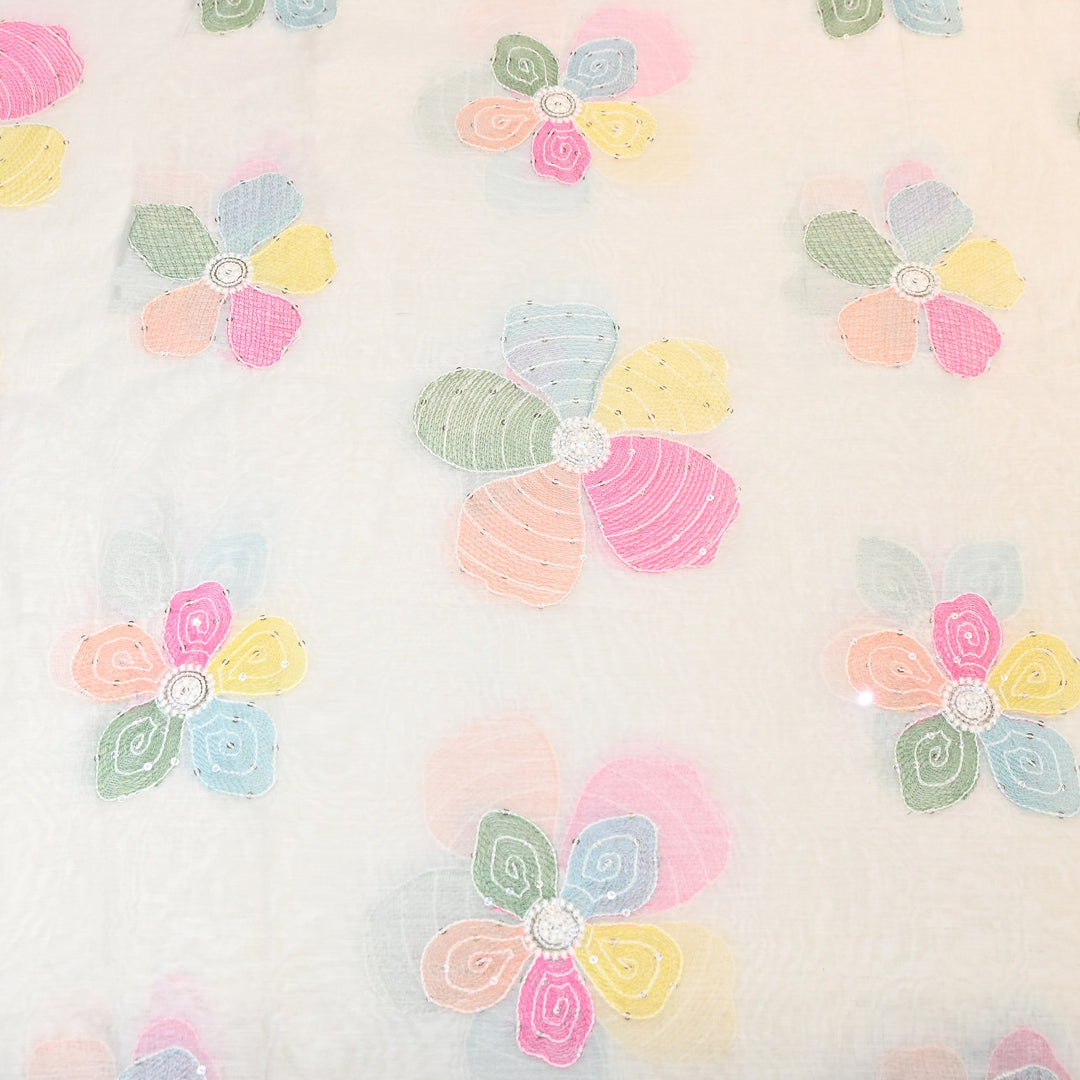 Mul Chanderi Sequence Work Embroidery – Designer Summer Fabric V2577C-1