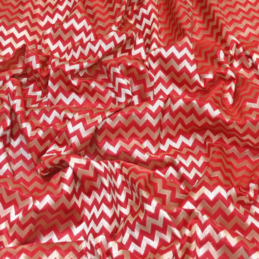Premium Chanderi Paudi Brocade Jaal Fabric | Designer Fabric | 180000-11