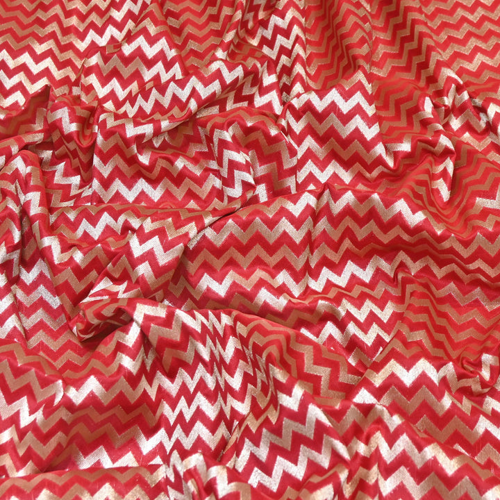 Premium Chanderi Paudi Brocade Jaal Fabric | Designer Fabric | 180000-11