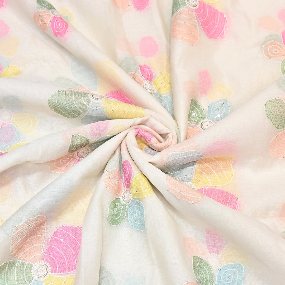 Mul Chanderi Sequence Work Embroidery – Designer Summer Fabric V2577C-1