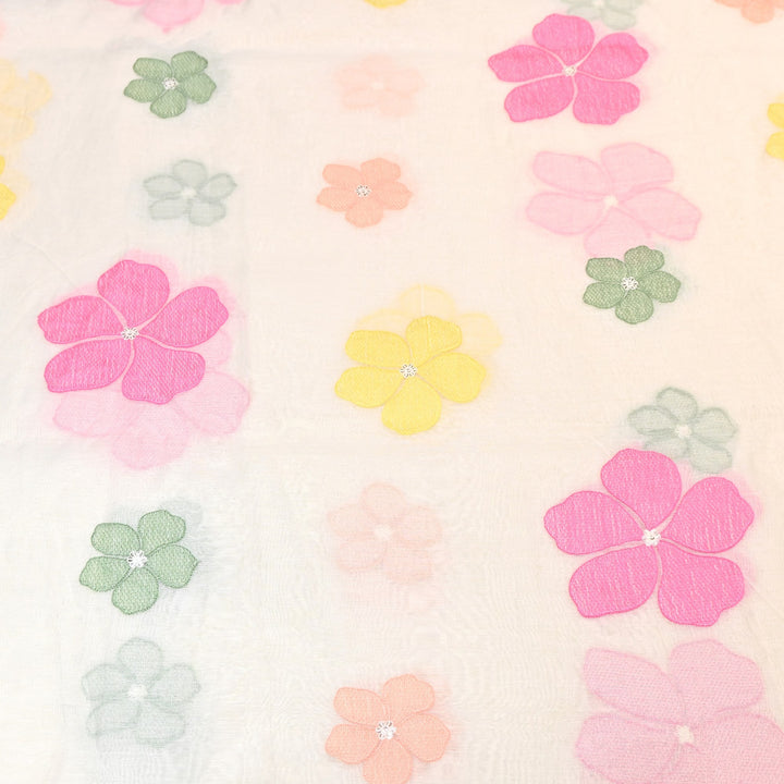 Mul Chanderi Thread Work Embroidery – Designer Summer Fabric V2576C-1