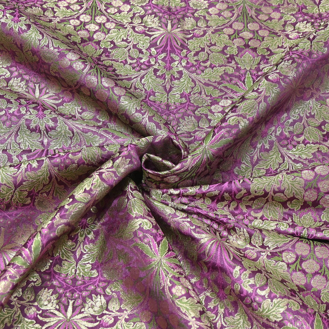 Luxury Katan Silk Tehra Zari Brocade Fabric |Traditional Designer Woven Ethnic Fabricc | RS0350-A