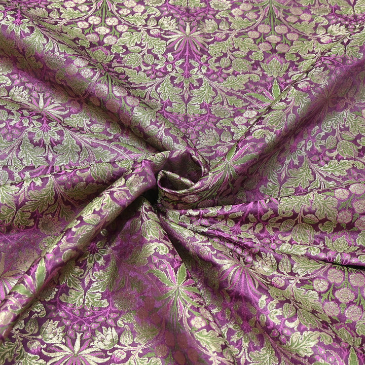 Luxury Katan Silk Tehra Zari Brocade Fabric |Traditional Designer Woven Ethnic Fabricc | RS0350-A