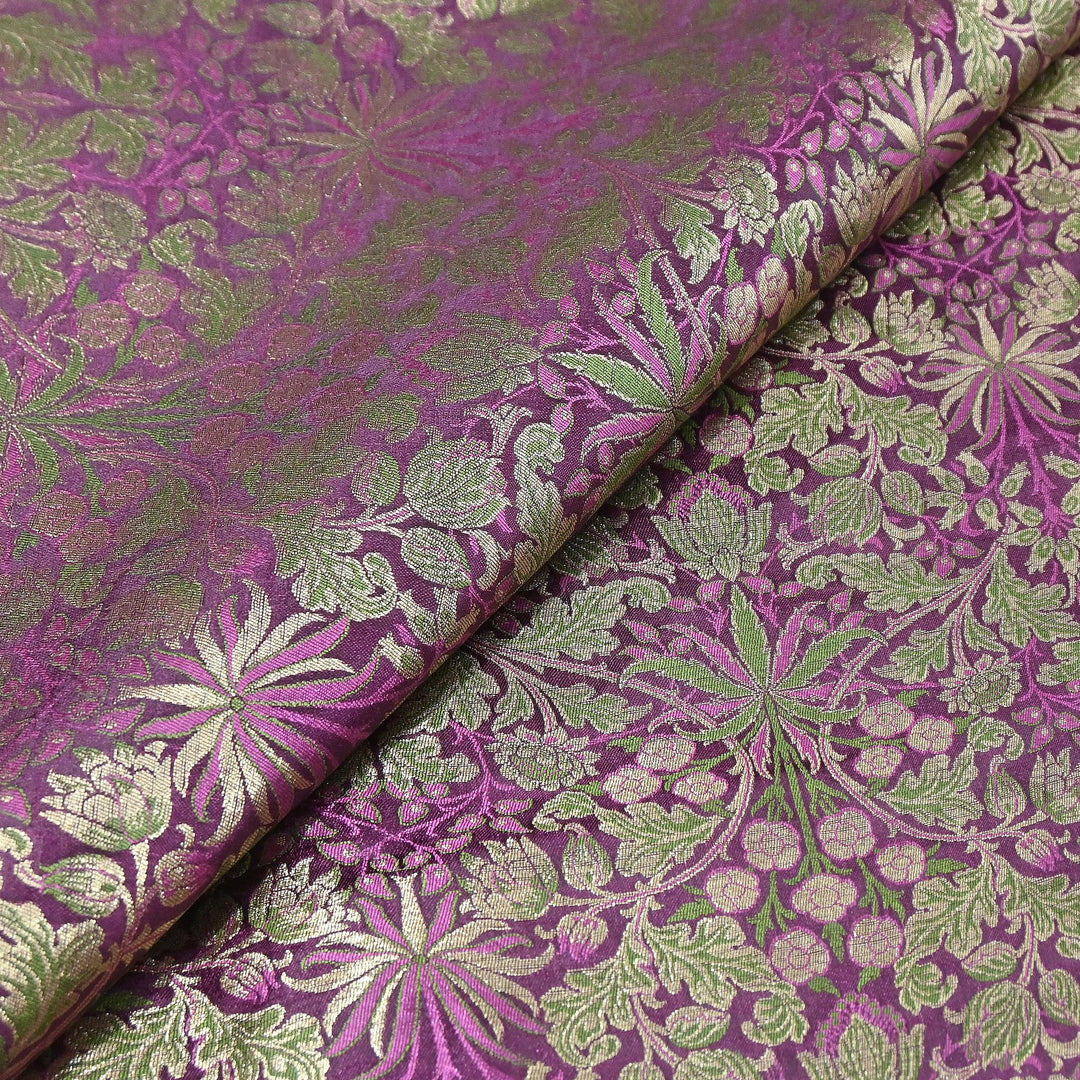 Luxury Katan Silk Tehra Zari Brocade Fabric |Traditional Designer Woven Ethnic Fabricc | RS0350-A
