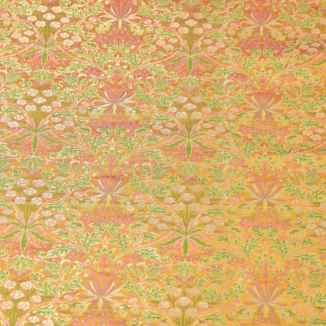 Luxury Katan Silk Tehra Zari Brocade Fabric |Traditional Designer Woven Ethnic Fabricc | RS0350-B