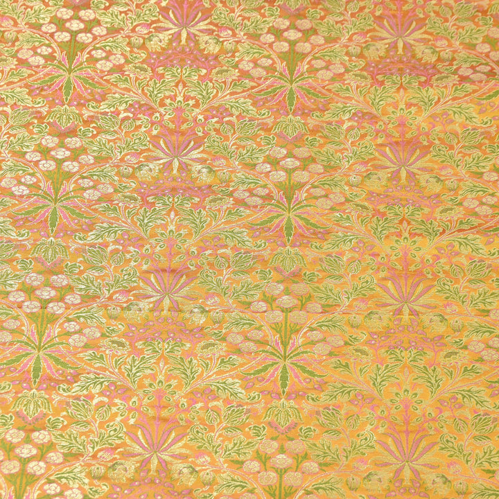 Luxury Katan Silk Tehra Zari Brocade Fabric |Traditional Designer Woven Ethnic Fabricc | RS0350-B