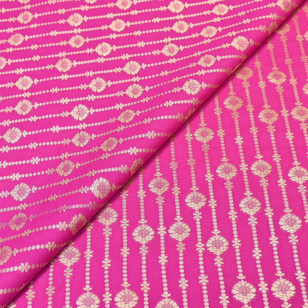 Elegant Chanderi Paudi Brocade Fabric | Soft Lightweight Designer Fabric | 000274-01