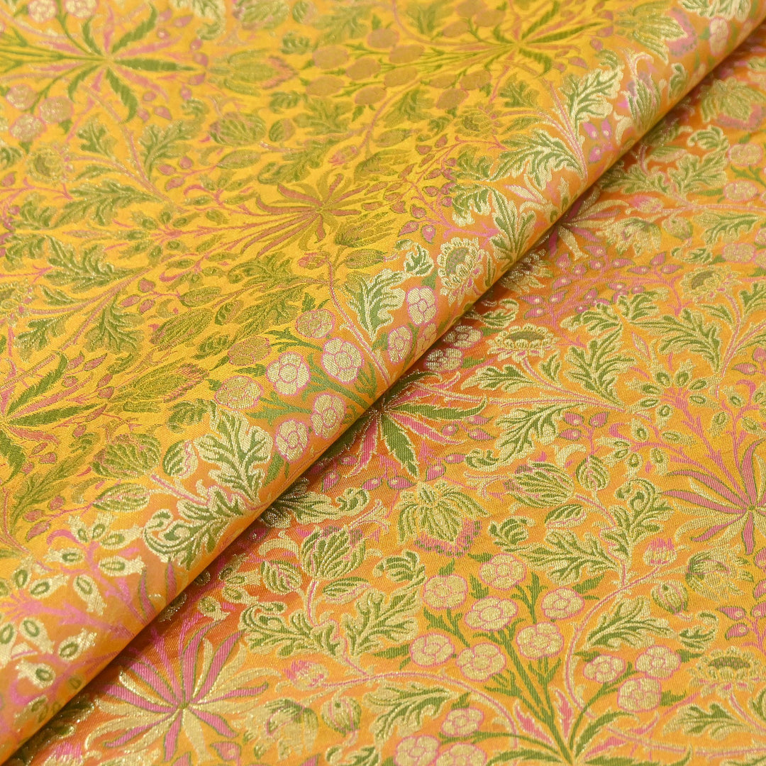 Luxury Katan Silk Tehra Zari Brocade Fabric |Traditional Designer Woven Ethnic Fabricc | RS0350-B