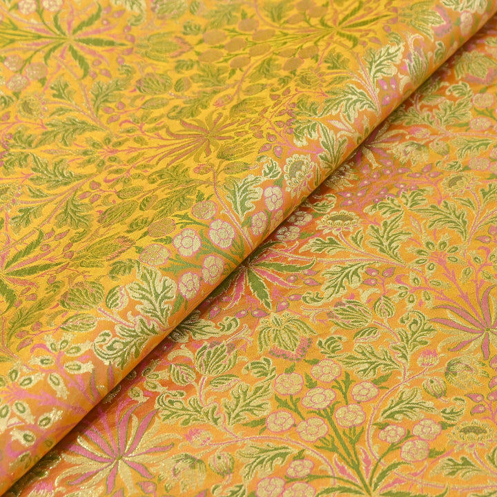 Luxury Katan Silk Tehra Zari Brocade Fabric |Traditional Designer Woven Ethnic Fabricc | RS0350-B