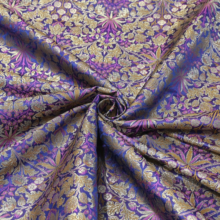 Luxury Katan Silk Tehra Zari Brocade Fabric |Traditional Designer Woven Ethnic Fabricc | RS0350-C