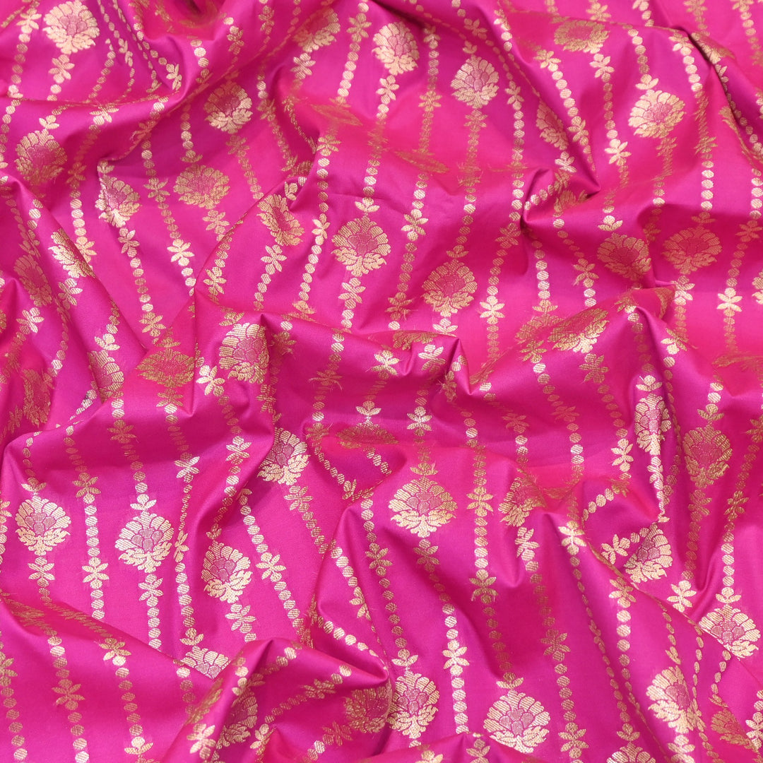 Elegant Chanderi Paudi Brocade Fabric | Soft Lightweight Designer Fabric | 000274-01