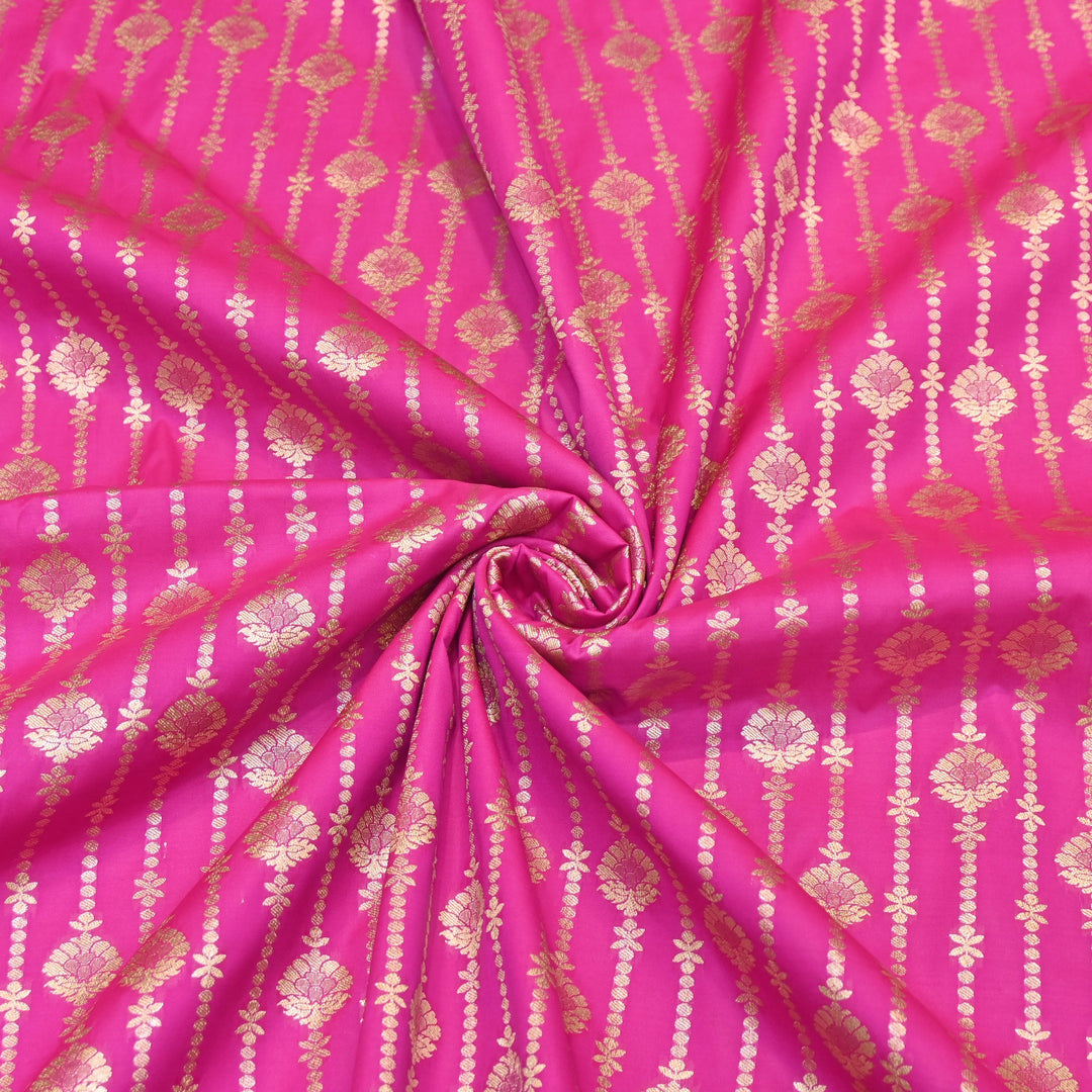 Elegant Chanderi Paudi Brocade Fabric | Soft Lightweight Designer Fabric | 000274-01