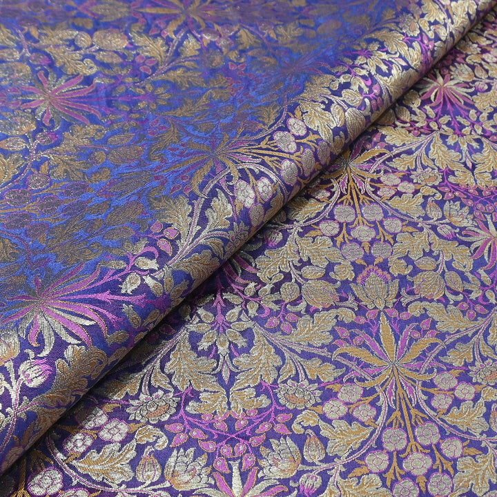 Luxury Katan Silk Tehra Zari Brocade Fabric |Traditional Designer Woven Ethnic Fabricc | RS0350-C