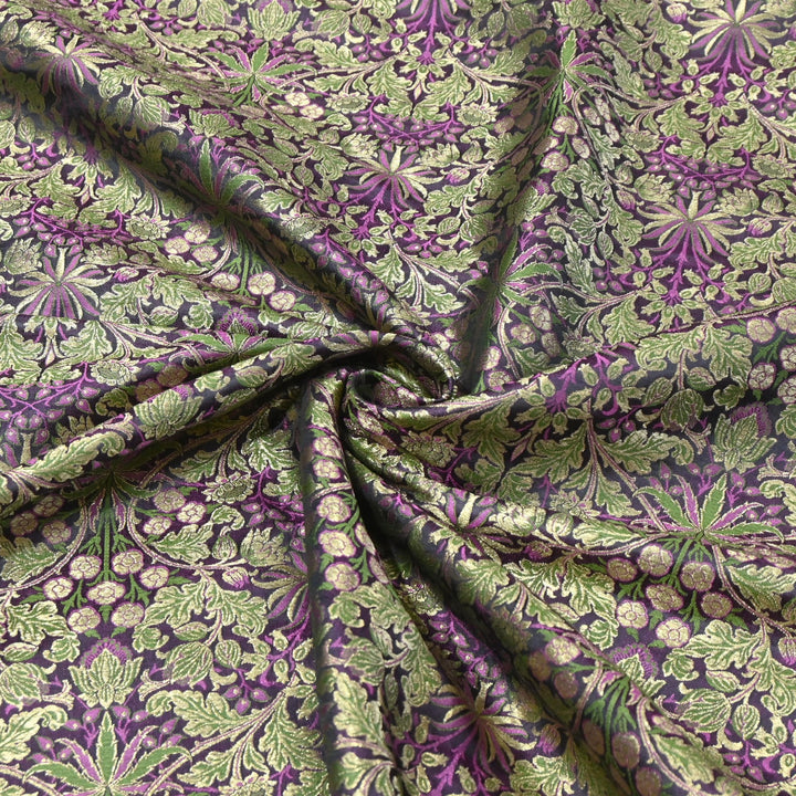 Luxury Katan Silk Tehra Zari Brocade Fabric |Traditional Designer Woven Ethnic Fabricc | RS0350-D