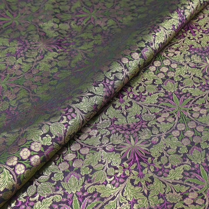 Luxury Katan Silk Tehra Zari Brocade Fabric |Traditional Designer Woven Ethnic Fabricc | RS0350-D