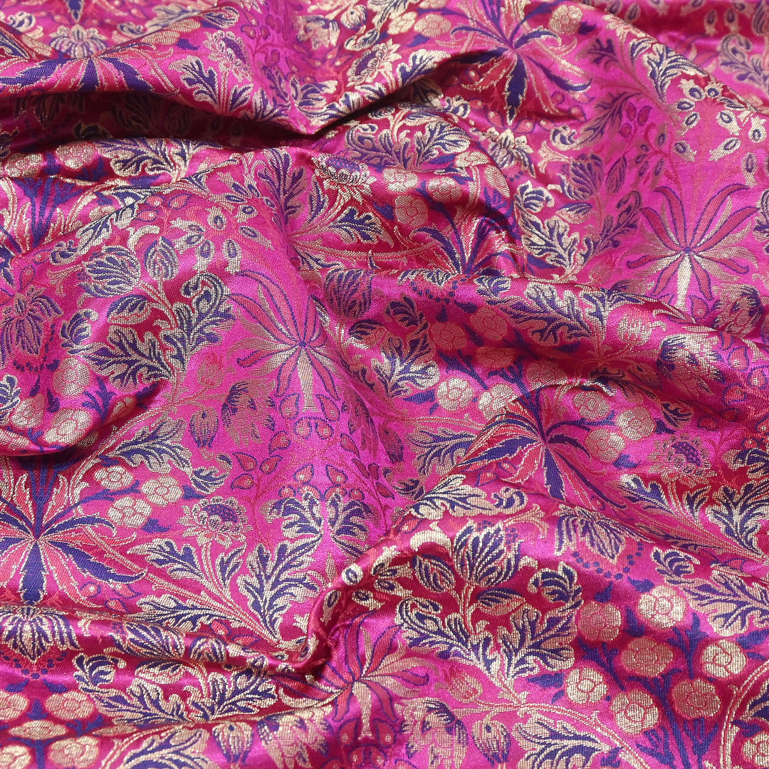 Luxury Katan Silk Tehra Zari Brocade Fabric |Traditional Designer Woven Ethnic Fabricc | RS0350-E