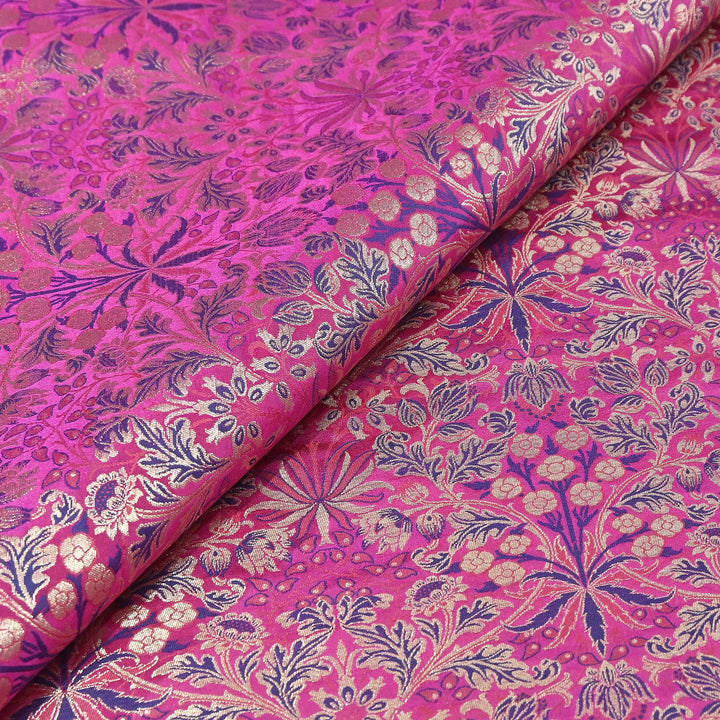 Luxury Katan Silk Tehra Zari Brocade Fabric |Traditional Designer Woven Ethnic Fabricc | RS0350-E