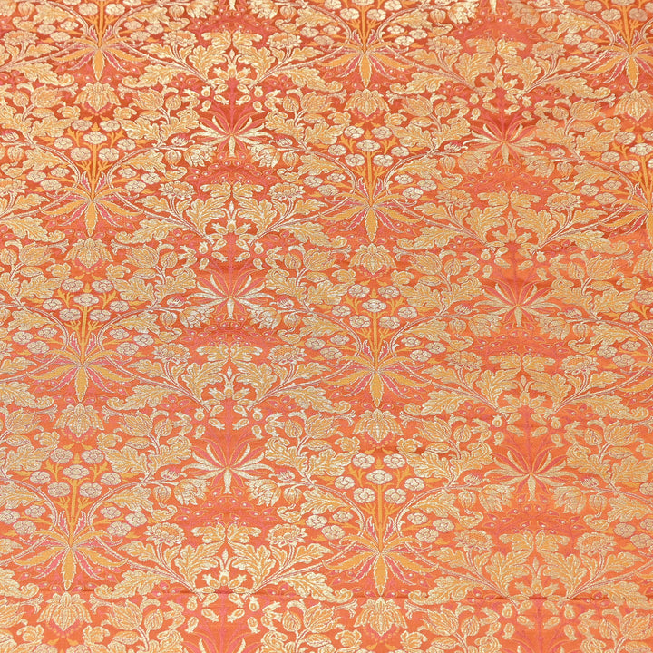 Luxury Katan Silk Tehra Zari Brocade Fabric |Traditional Designer Woven Ethnic Fabricc | RS0350-F