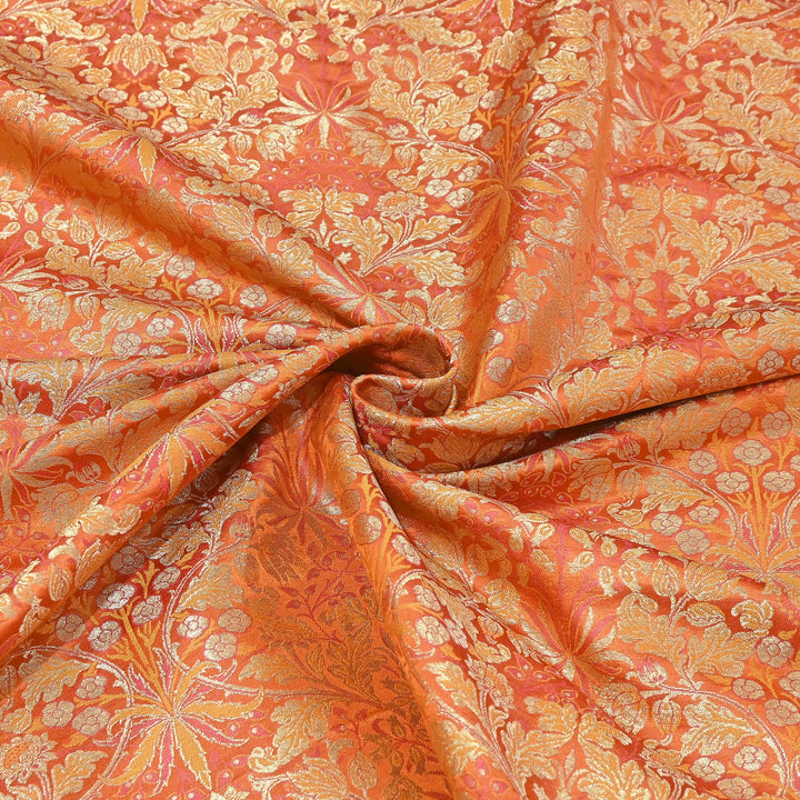 Luxury Katan Silk Tehra Zari Brocade Fabric |Traditional Designer Woven Ethnic Fabricc | RS0350-F