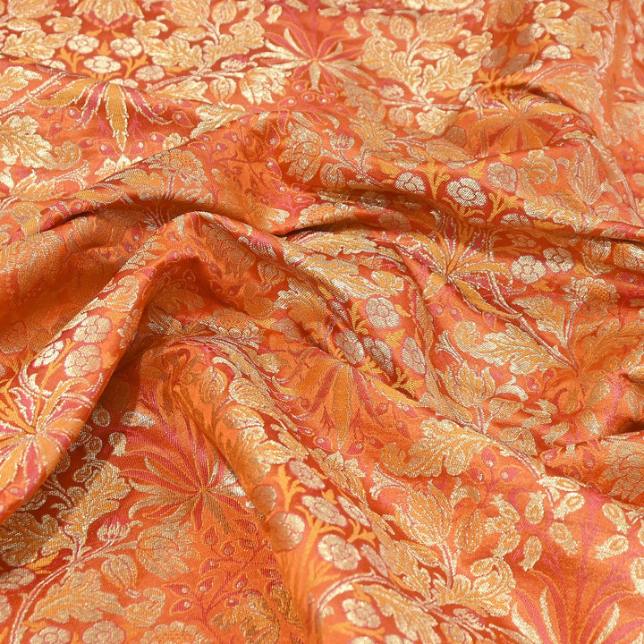 Luxury Katan Silk Tehra Zari Brocade Fabric |Traditional Designer Woven Ethnic Fabricc | RS0350-F