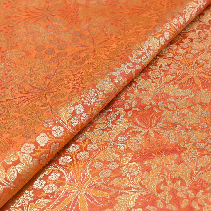 Luxury Katan Silk Tehra Zari Brocade Fabric |Traditional Designer Woven Ethnic Fabricc | RS0350-F