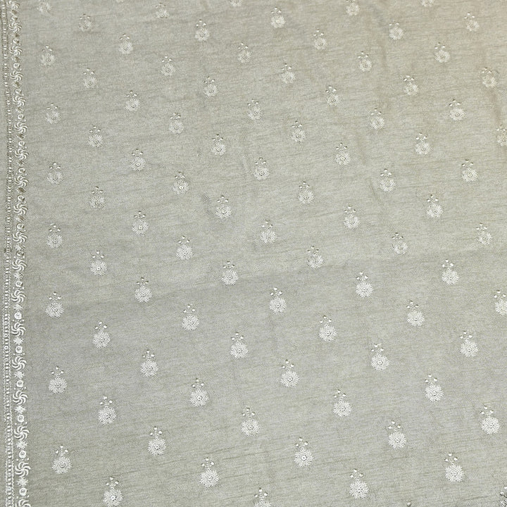 Grey Color Bamberg Raw Silk Thread Embroidery Fabric- GP3819-4