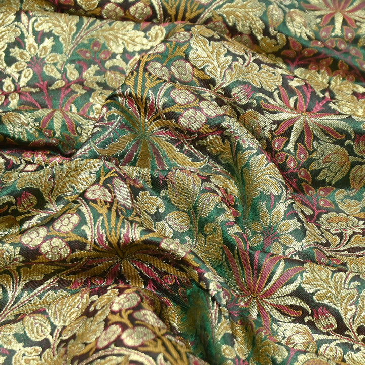 Luxury Katan Silk Tehra Zari Brocade Fabric |Traditional Designer Woven Ethnic Fabricc | RS0350-G