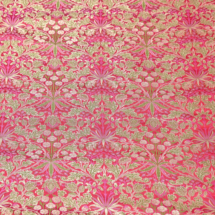 Luxury Katan Silk Tehra Zari Brocade Fabric |Traditional Designer Woven Ethnic Fabricc | RS0350-H