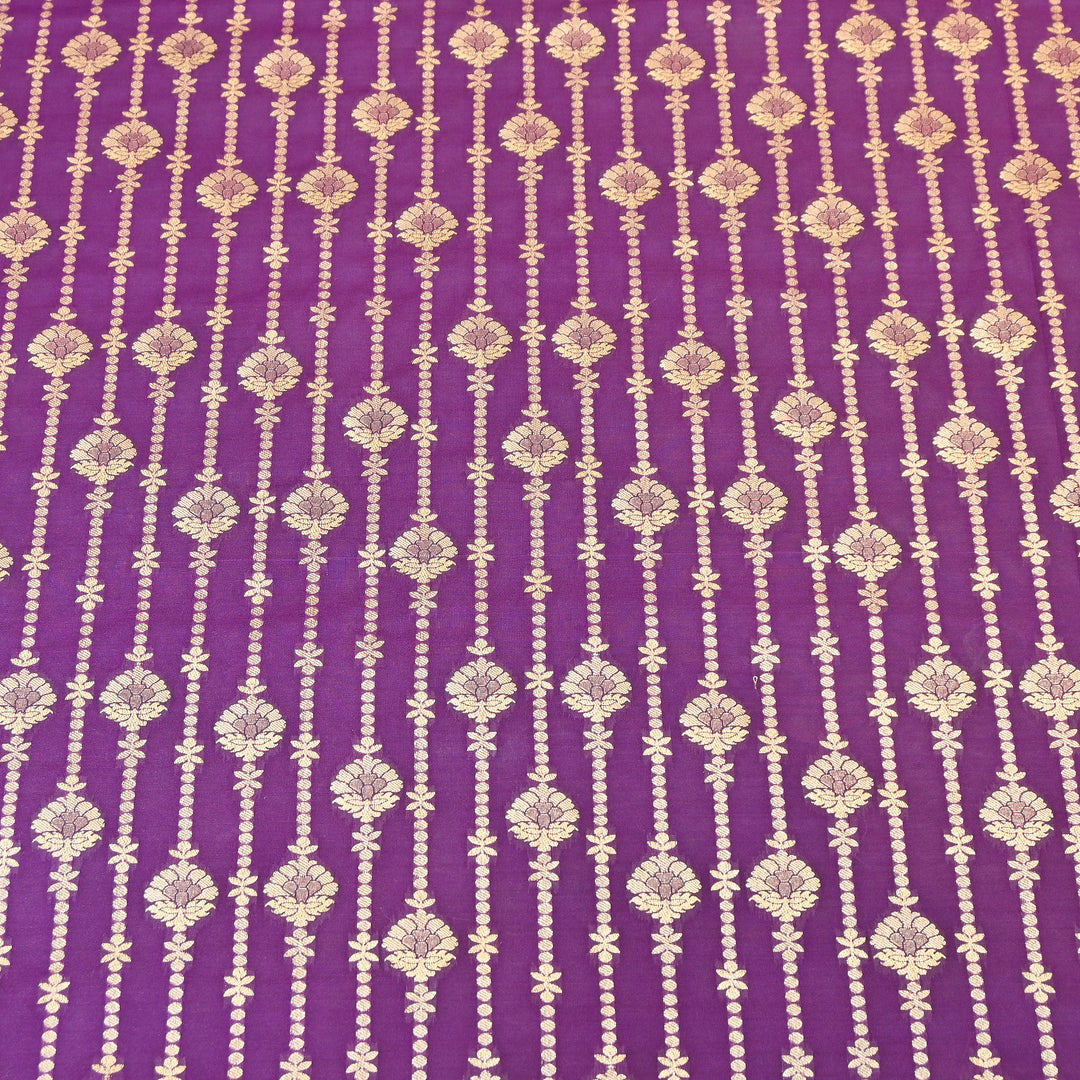 Elegant Chanderi Paudi Brocade Fabric | Soft Lightweight Designer Fabric | 000274-02