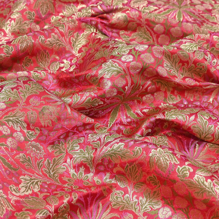 Luxury Katan Silk Tehra Zari Brocade Fabric |Traditional Designer Woven Ethnic Fabricc | RS0350-H