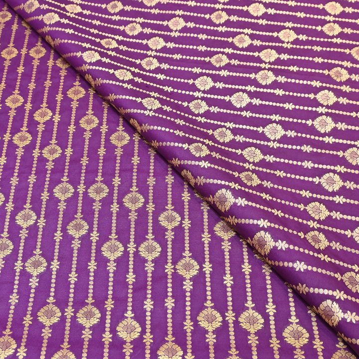 Elegant Chanderi Paudi Brocade Fabric | Soft Lightweight Designer Fabric | 000274-02