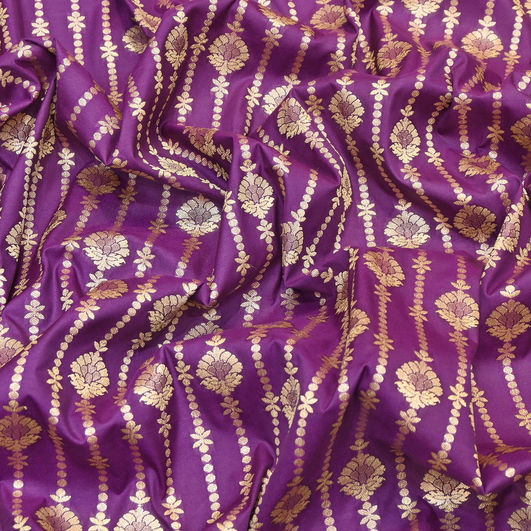 Elegant Chanderi Paudi Brocade Fabric | Soft Lightweight Designer Fabric | 000274-02