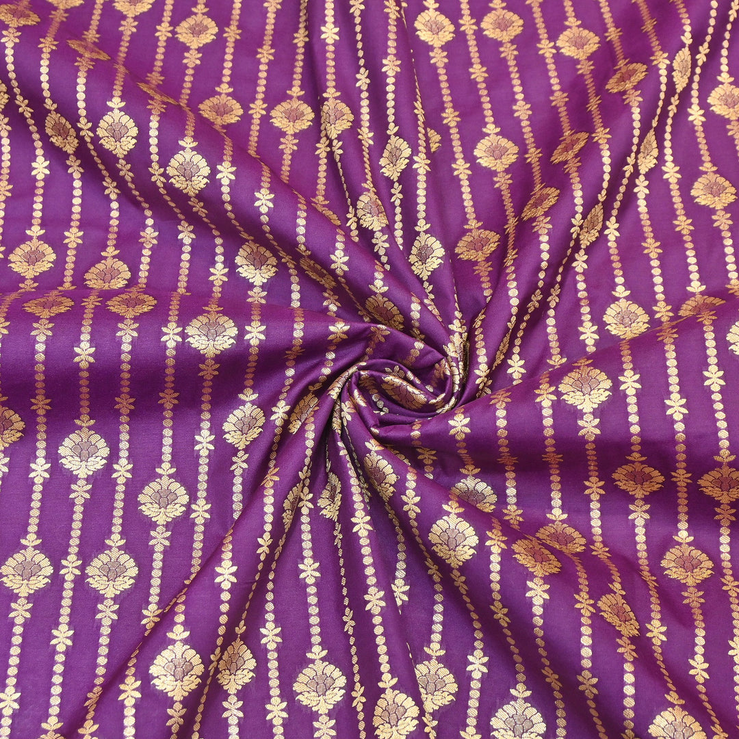 Elegant Chanderi Paudi Brocade Fabric | Soft Lightweight Designer Fabric | 000274-02