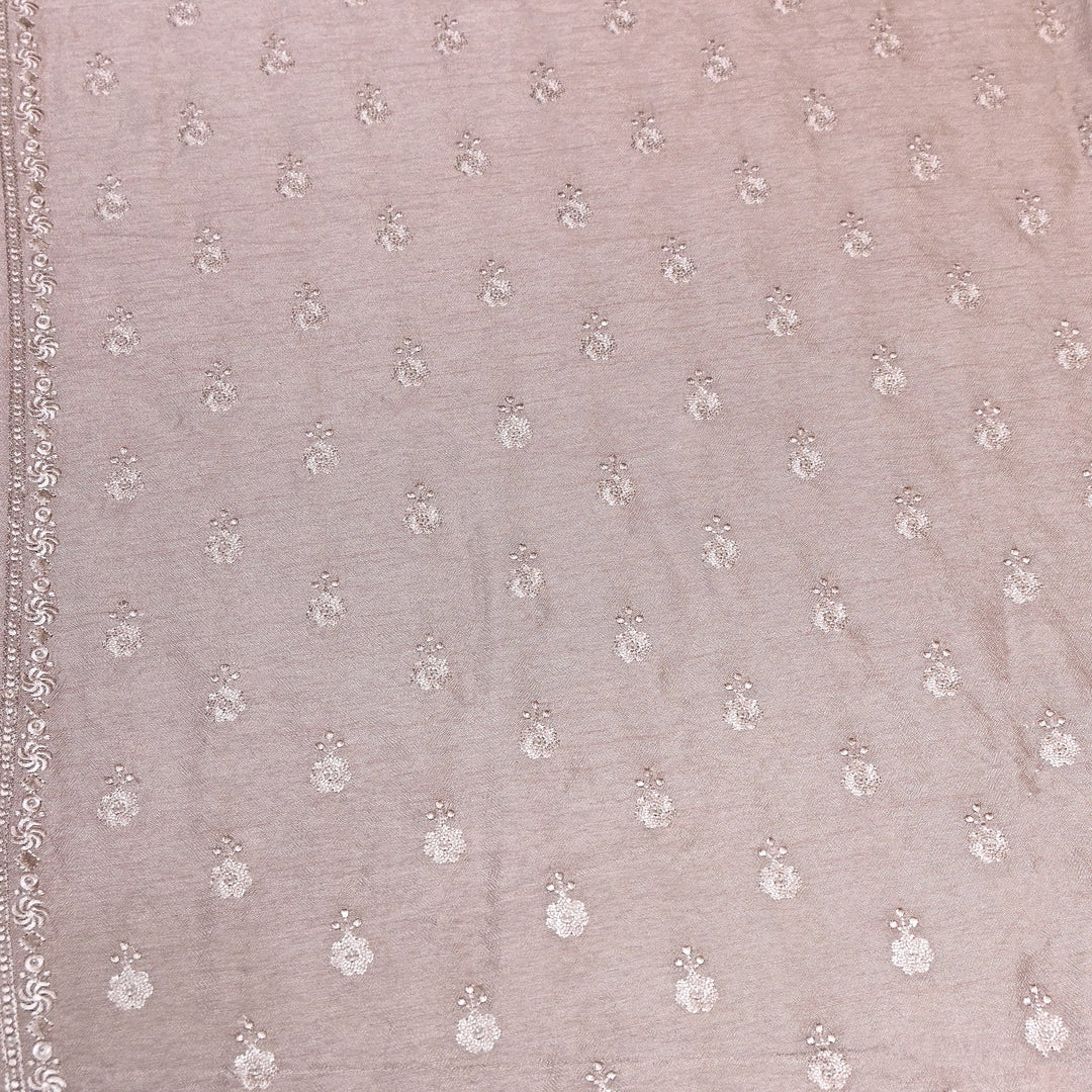 Champagne Beige Color Bamberg Raw Silk Thread Embroidery Fabric- GP3819-7