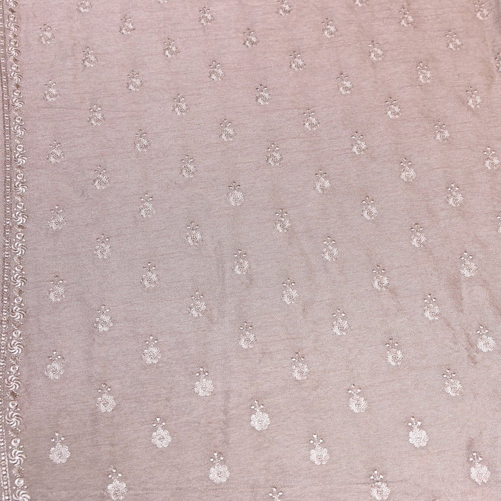 Champagne Beige Color Bamberg Raw Silk Thread Embroidery Fabric- GP3819-7