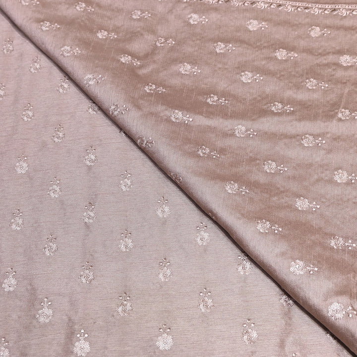 Champagne Beige Color Bamberg Raw Silk Thread Embroidery Fabric- GP3819-7