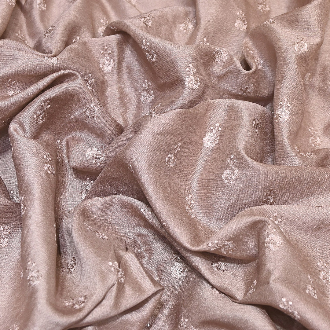 Champagne Beige Color Bamberg Raw Silk Thread Embroidery Fabric- GP3819-7