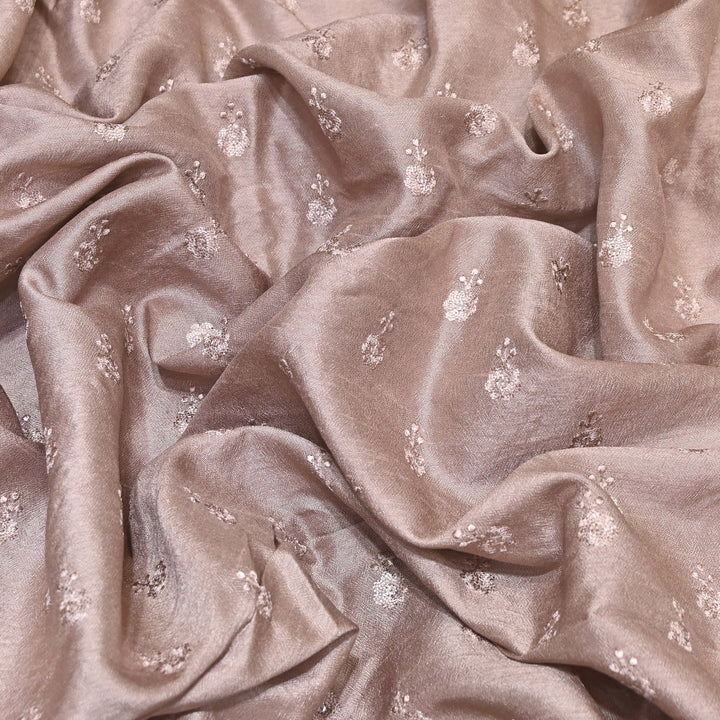 Champagne Beige Color Bamberg Raw Silk Thread Embroidery Fabric- GP3819-7