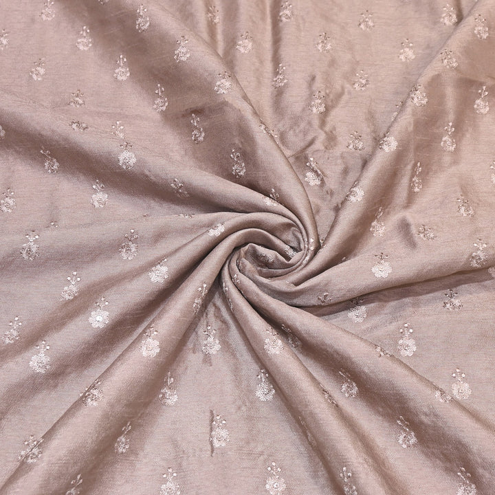 Champagne Beige Color Bamberg Raw Silk Thread Embroidery Fabric- GP3819-7