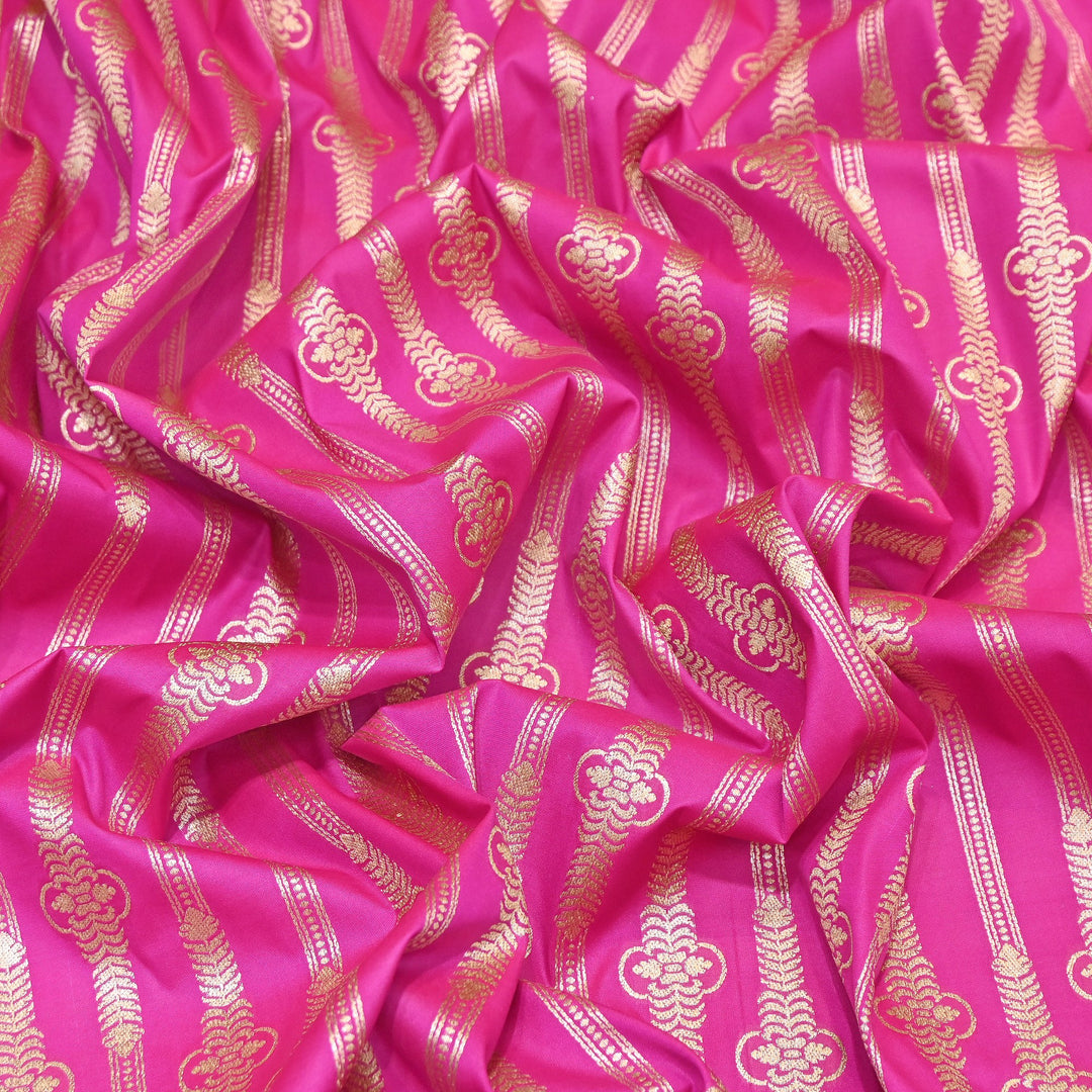 Elegant Chanderi Paudi Brocade Fabric | Soft Lightweight Designer Fabric | 000274-08