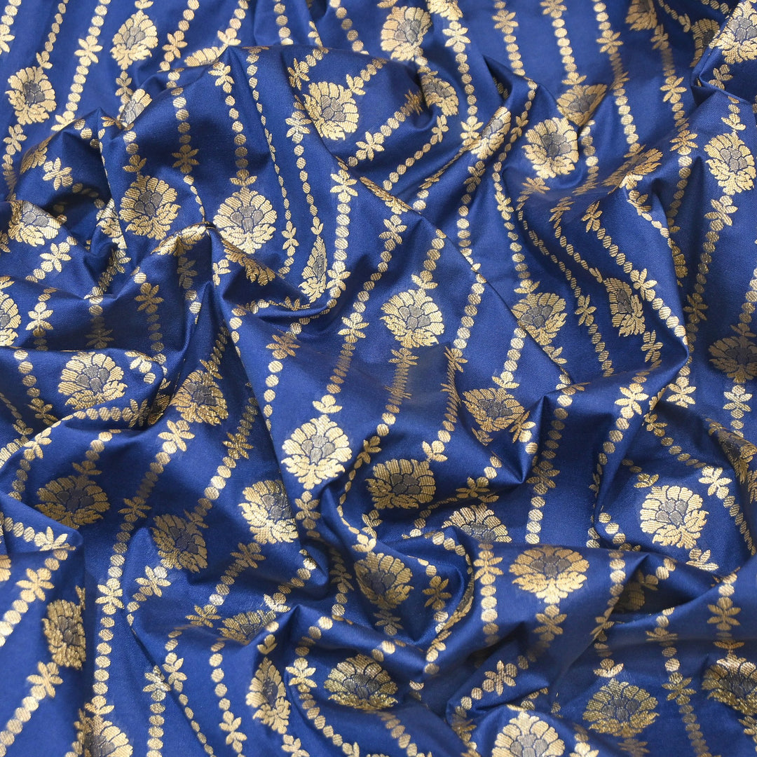 Elegant Chanderi Paudi Brocade Fabric | Soft Lightweight Designer Fabric | 000274-03