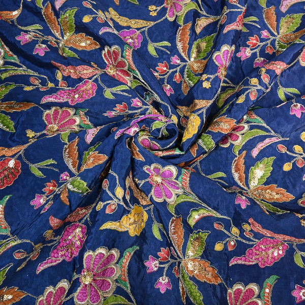 Beautiful Designer Crepe Position Prints, Zari & Sequin Embroidery Fabrics