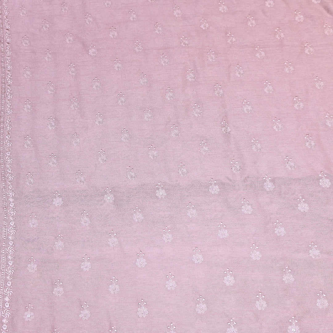 Blush Pink Color Bamberg Raw Silk Thread Embroidery Fabric- GP3819-9