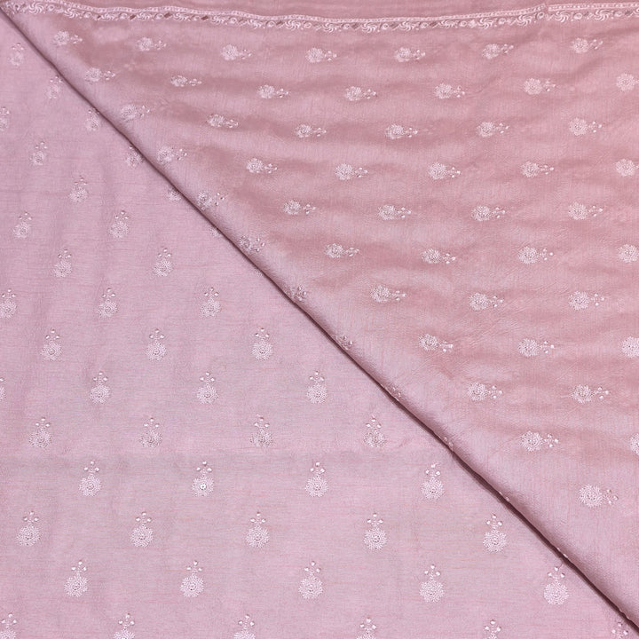 Blush Pink Color Bamberg Raw Silk Thread Embroidery Fabric- GP3819-9
