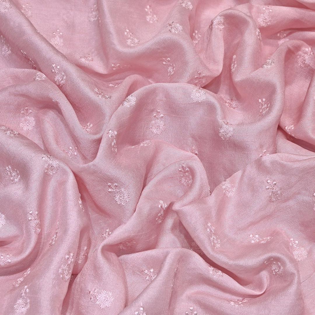 Blush Pink Color Bamberg Raw Silk Thread Embroidery Fabric- GP3819-9